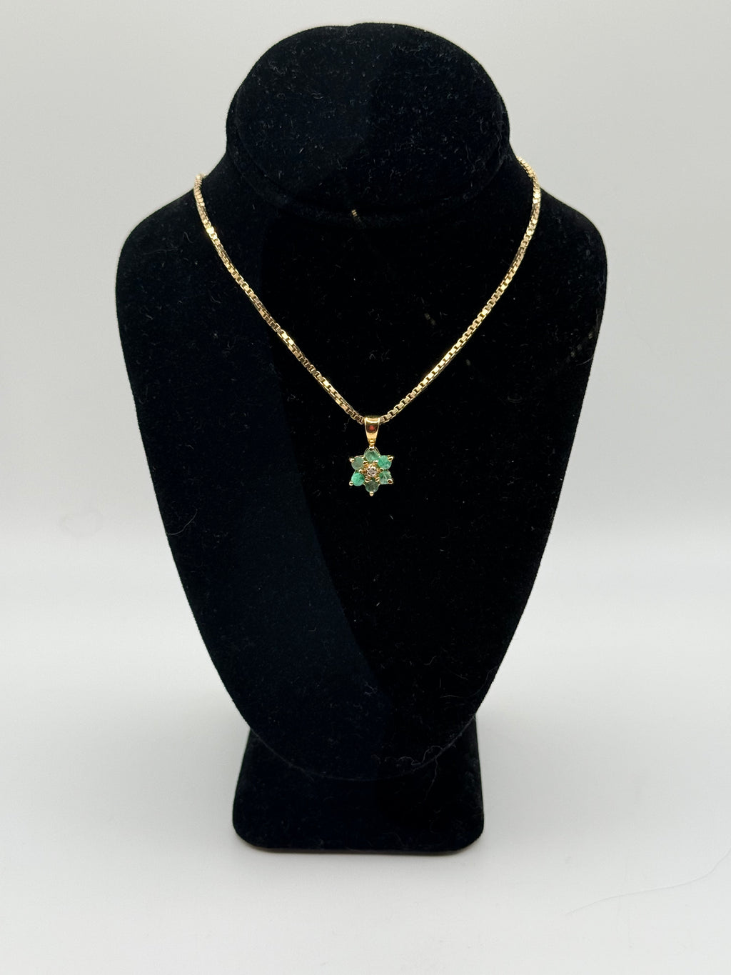 Gold Over Sterling Silver Emerald Pendant Necklace - Estate Sale (Great Condition)