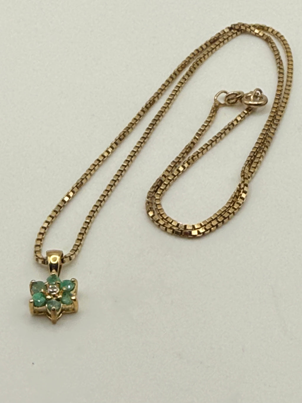 Gold Over Sterling Silver Emerald Pendant Necklace - Estate Sale (Great Condition)