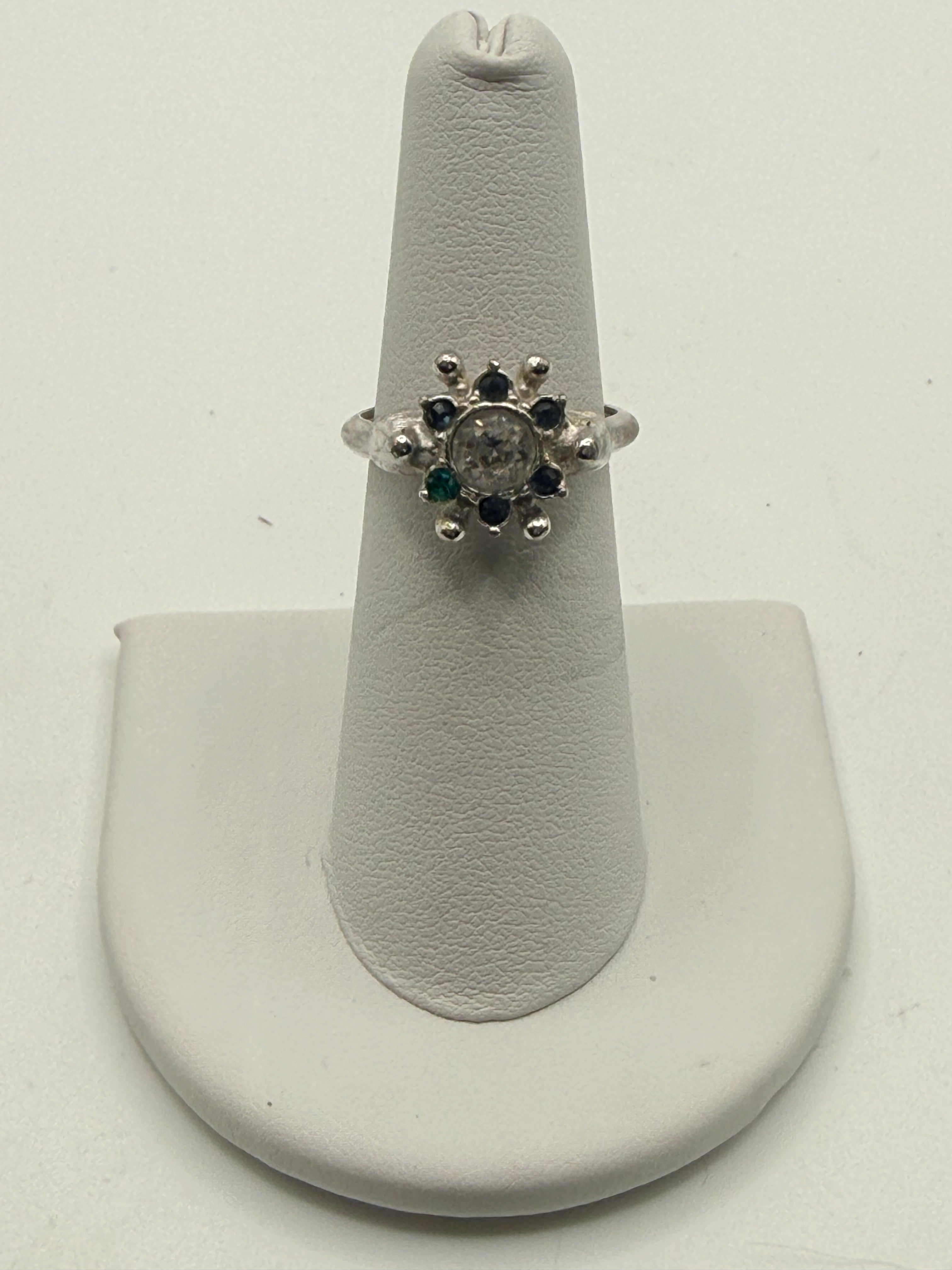 Avon Starsong Clear and Blue Sapphire Colored Ring - Estate Sale (Great Condition)