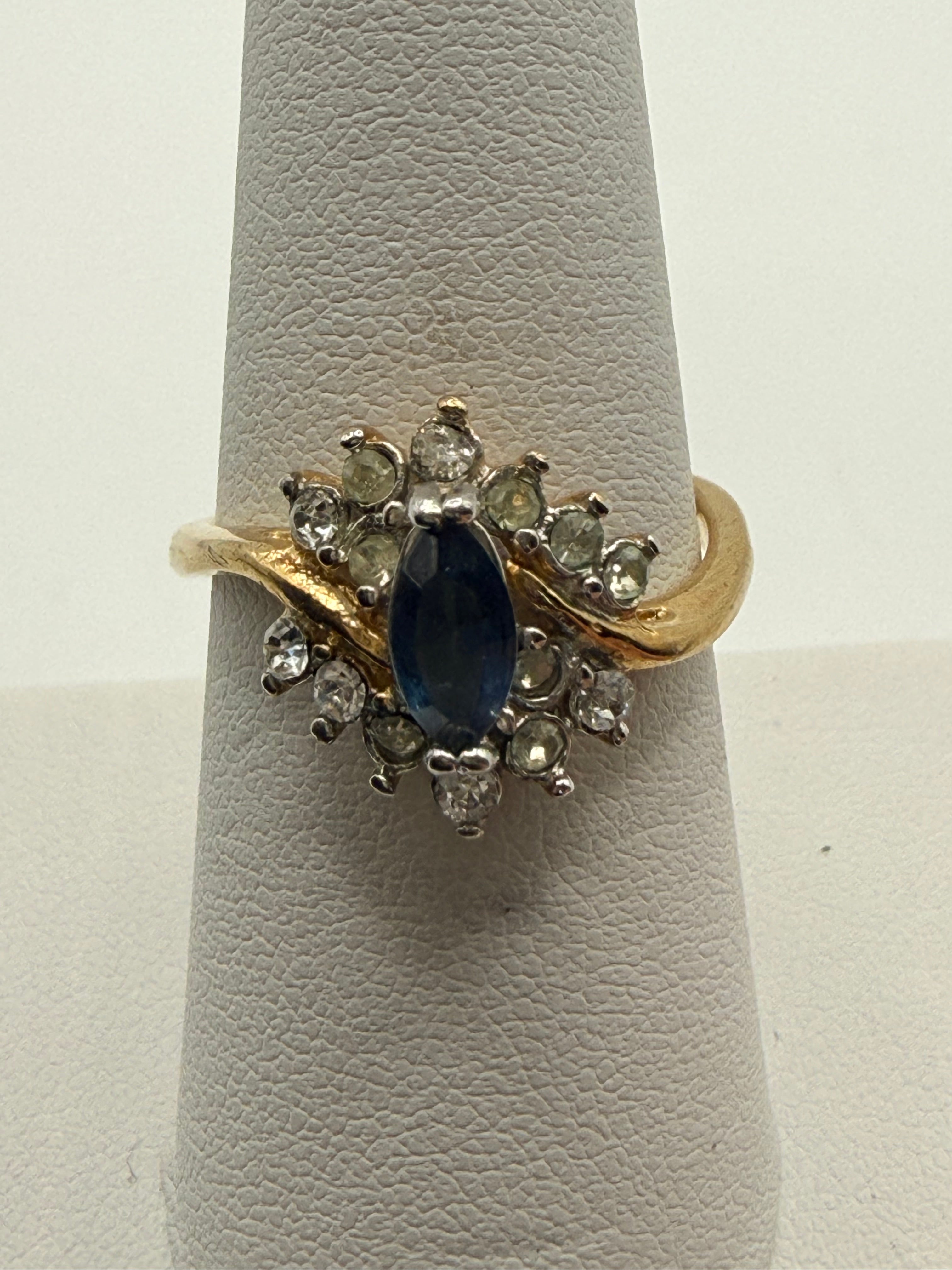Vintage Sapphire Tone Cluster Ring | Marquise Blue Stone Cocktail Ring | Estate Jewelry - Estate Sale (Great Condition)