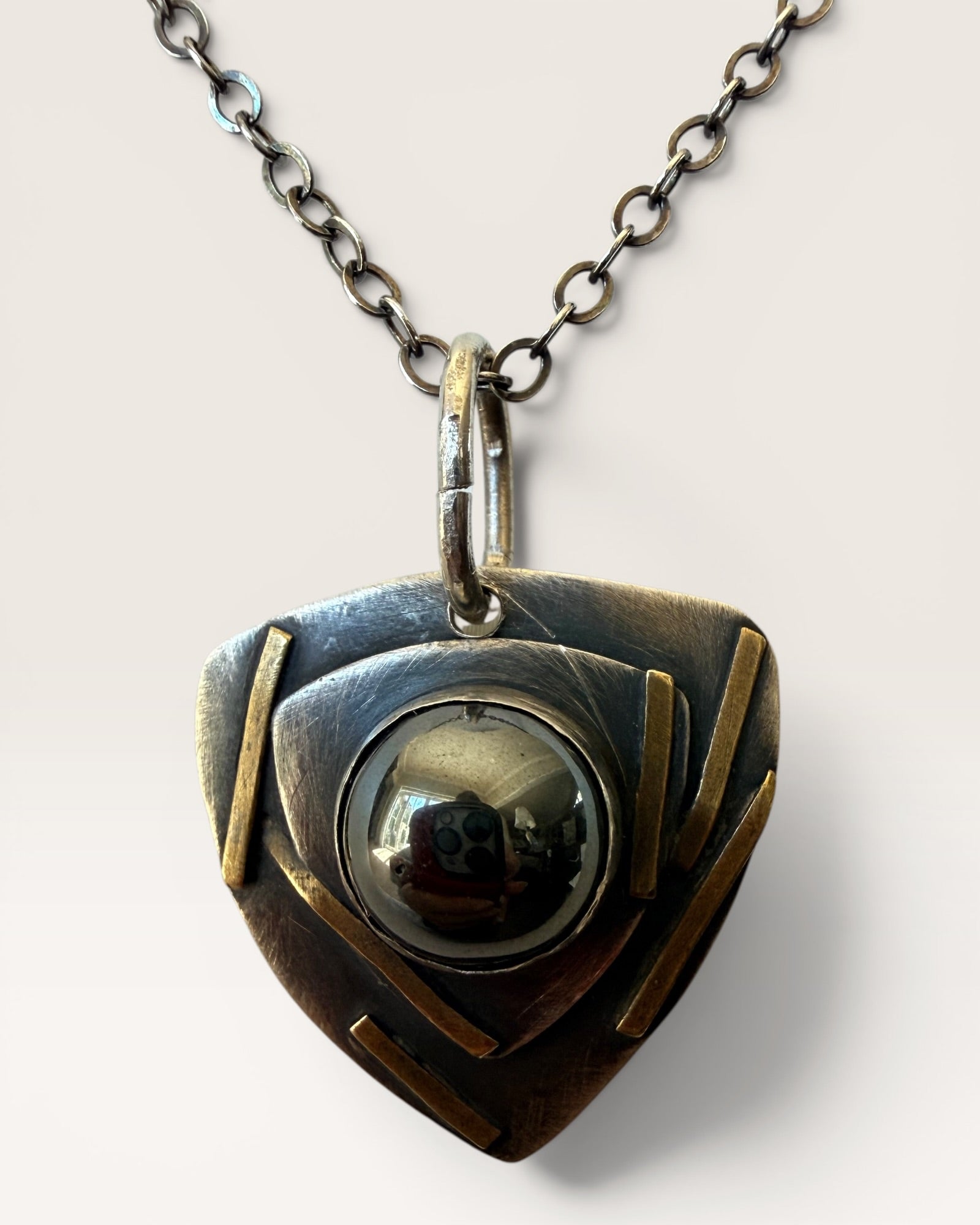 Regina Marie Sterling Silver Hematite pendant Necklace - Estate Sale (Great Condition)
