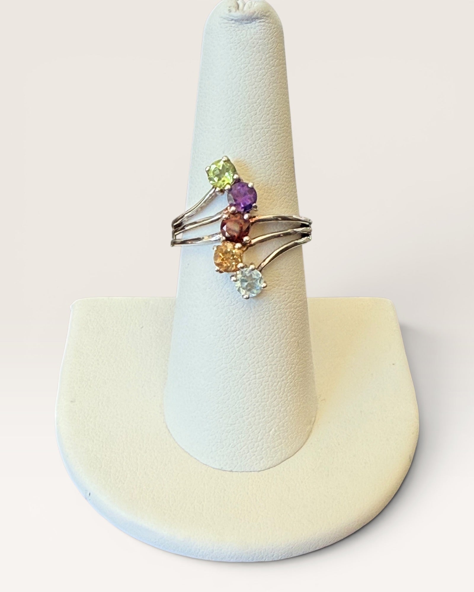 Multi Gemstone Sterling Silver Mother’s Ring - Estate Sale (Great Condition)