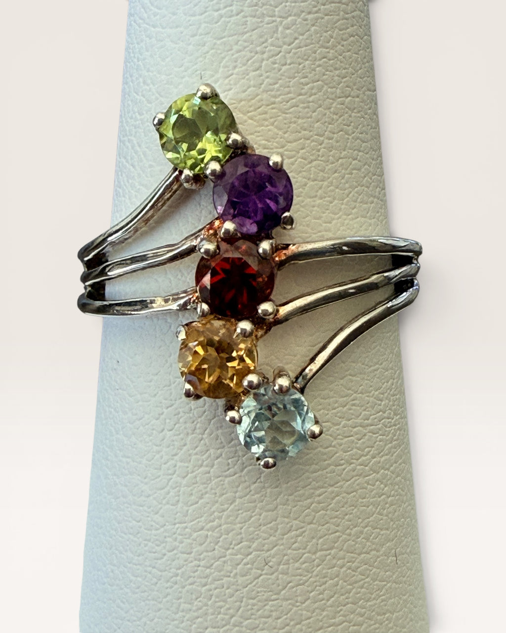 Multi Gemstone Sterling Silver Mother’s Ring - Estate Sale (Great Condition)