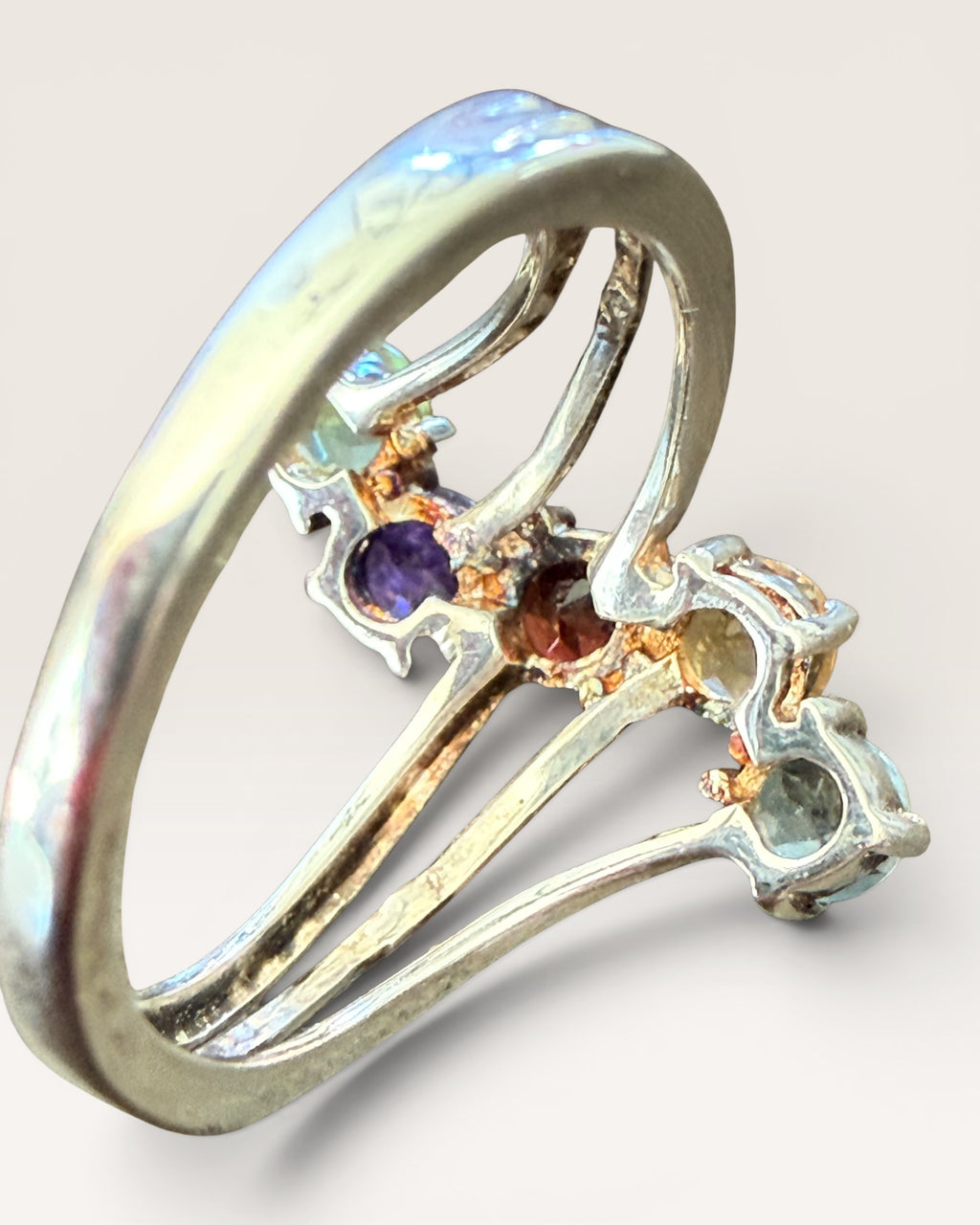 Multi Gemstone Sterling Silver Mother’s Ring - Estate Sale (Great Condition)