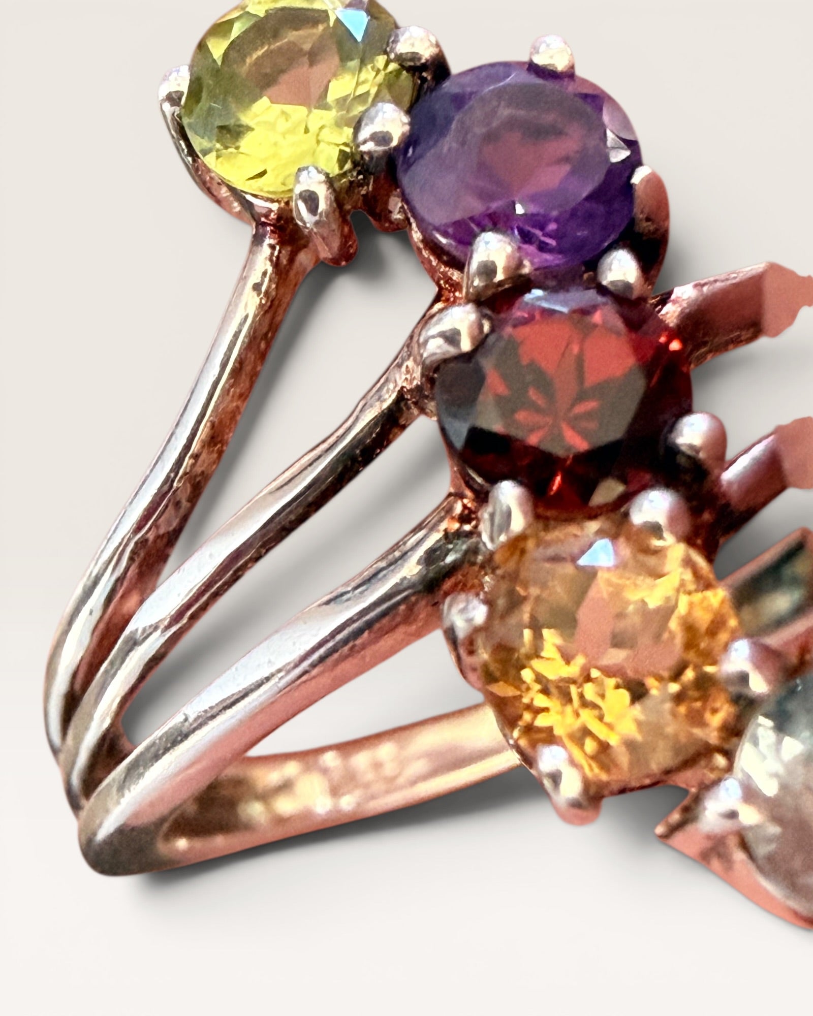 Multi Gemstone Sterling Silver Mother’s Ring - Estate Sale (Great Condition)