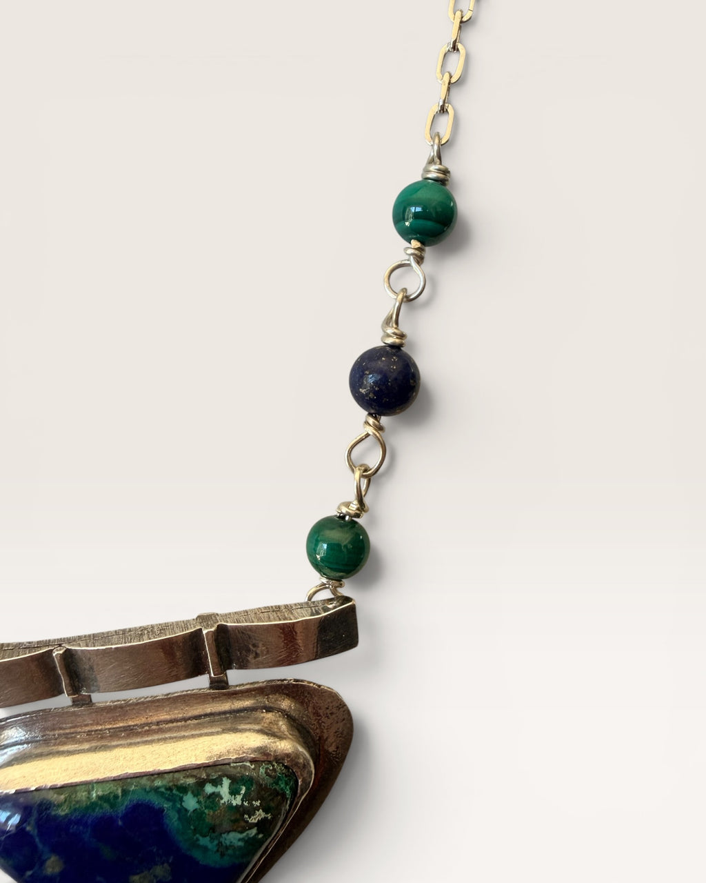 Regina Marie Sterling Silver Lapis and Malachite Necklace - Estate Sale (Great Condition)