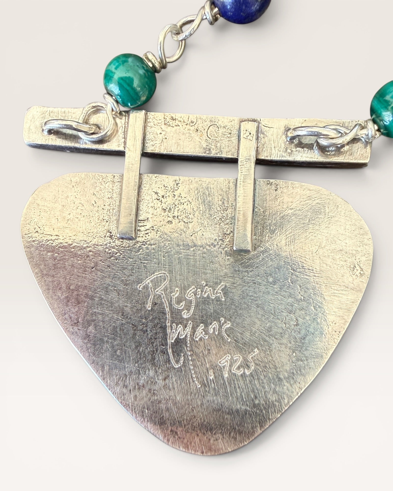 Regina Marie Sterling Silver Lapis and Malachite Necklace - Estate Sale (Great Condition)
