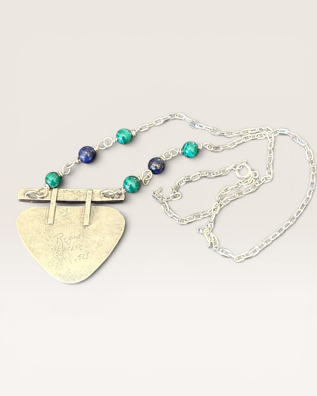 Regina Marie Sterling Silver Lapis and Malachite Necklace - Estate Sale (Great Condition)