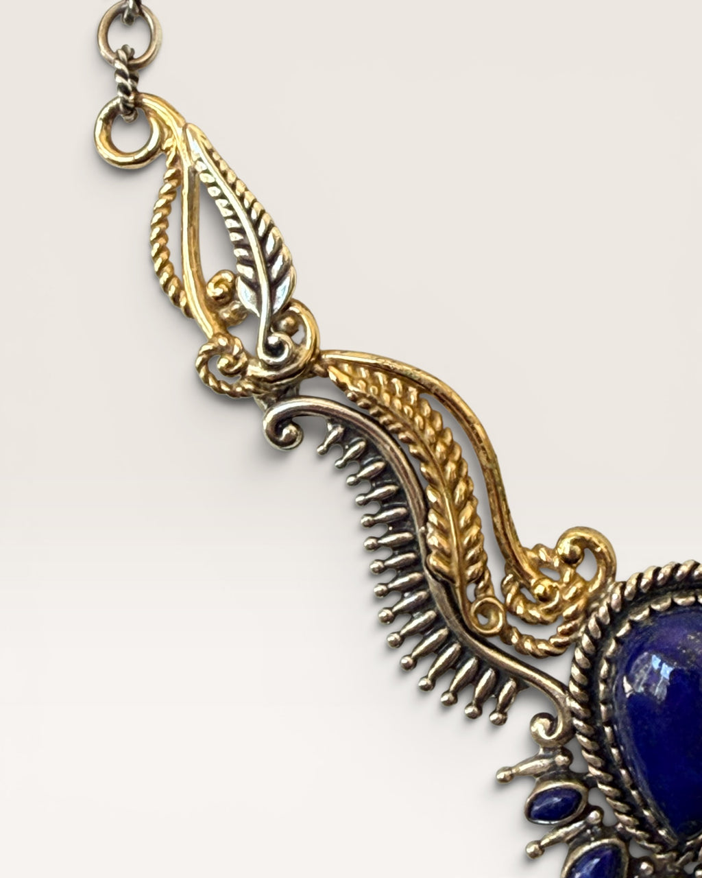 Carolyn Pollock Sterling Silver & Brass Lapis Necklace - Estate Sale (Great Condition)