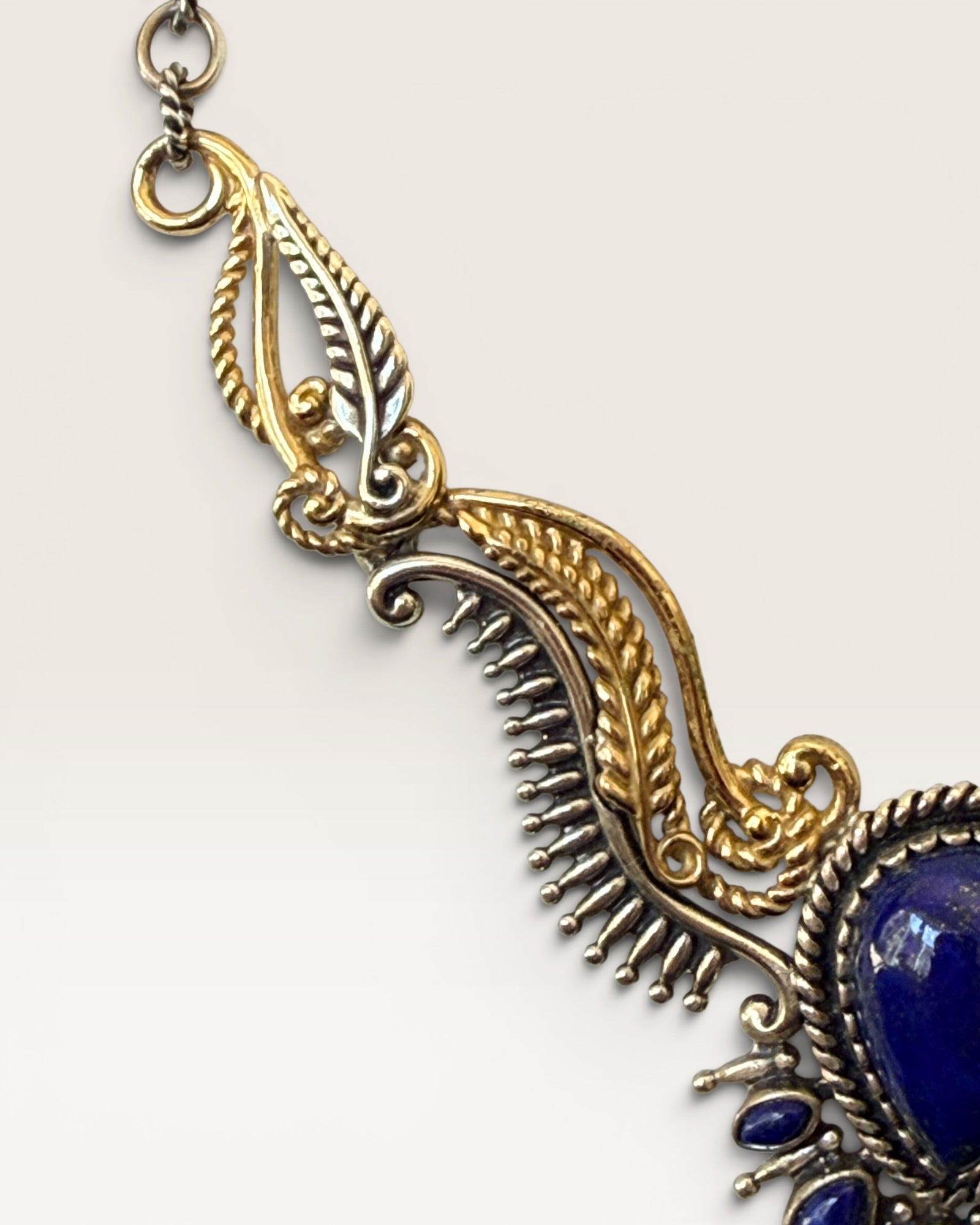 Carolyn Pollock Sterling Silver & Brass Lapis Necklace - Estate Sale (Great Condition)
