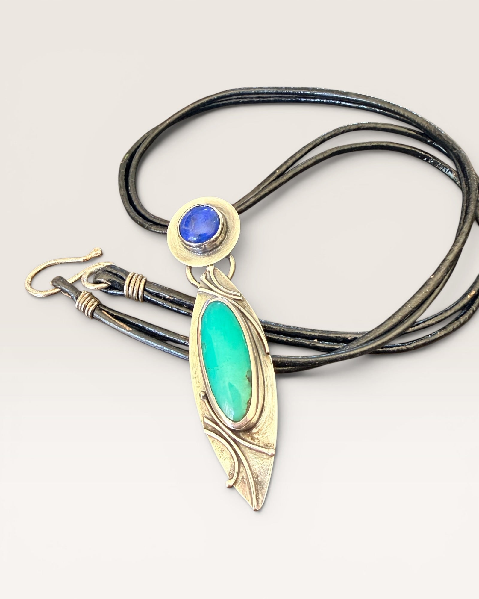 Regina Marie Sterling Silver Lapis and Chrysophrase Necklace & Earrings Jewelry Set - Estate Sale (Great Condition)