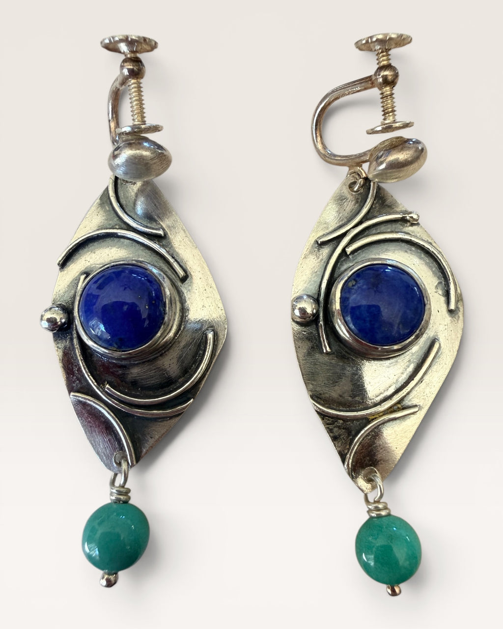 Regina Marie Sterling Silver Lapis and Chrysophrase Necklace & Earrings Jewelry Set - Estate Sale (Great Condition)