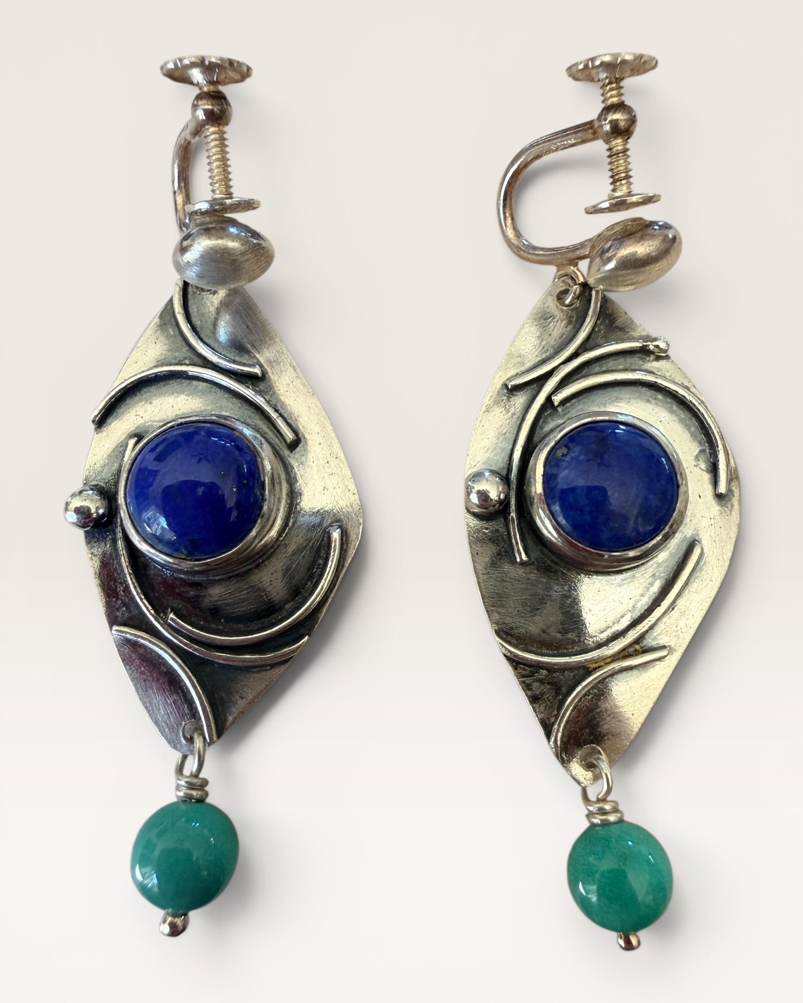 Regina Marie Sterling Silver Lapis and Chrysophrase Necklace & Earrings Jewelry Set - Estate Sale (Great Condition)