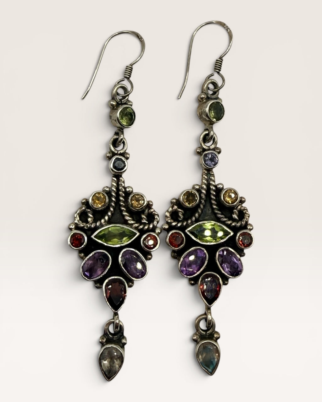 Nicky Butler Multi Sterling Silver Gemstone Earrings - Estate Sale (Great Condition)