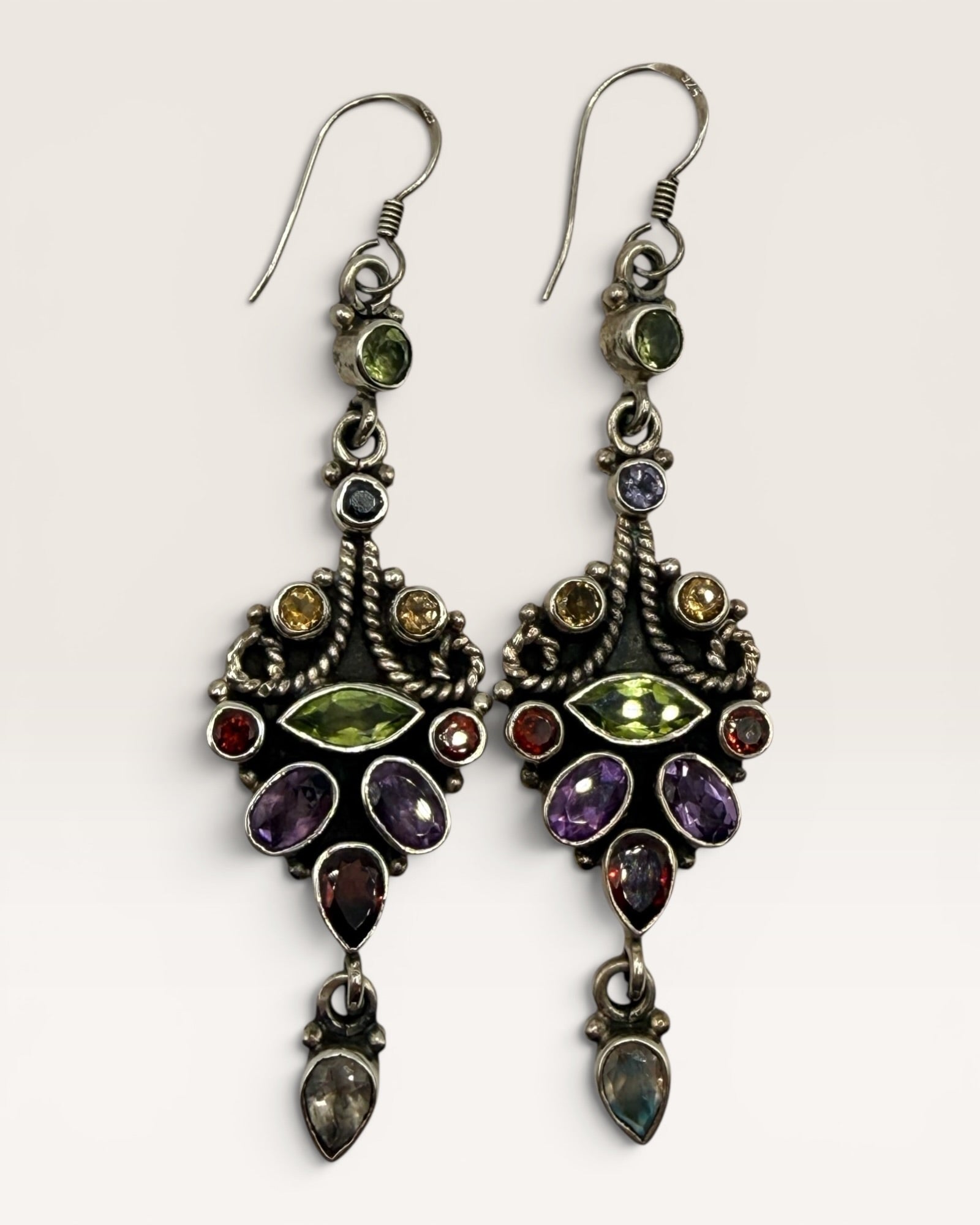 Nicky Butler Multi Sterling Silver Gemstone Earrings - Estate Sale (Great Condition)