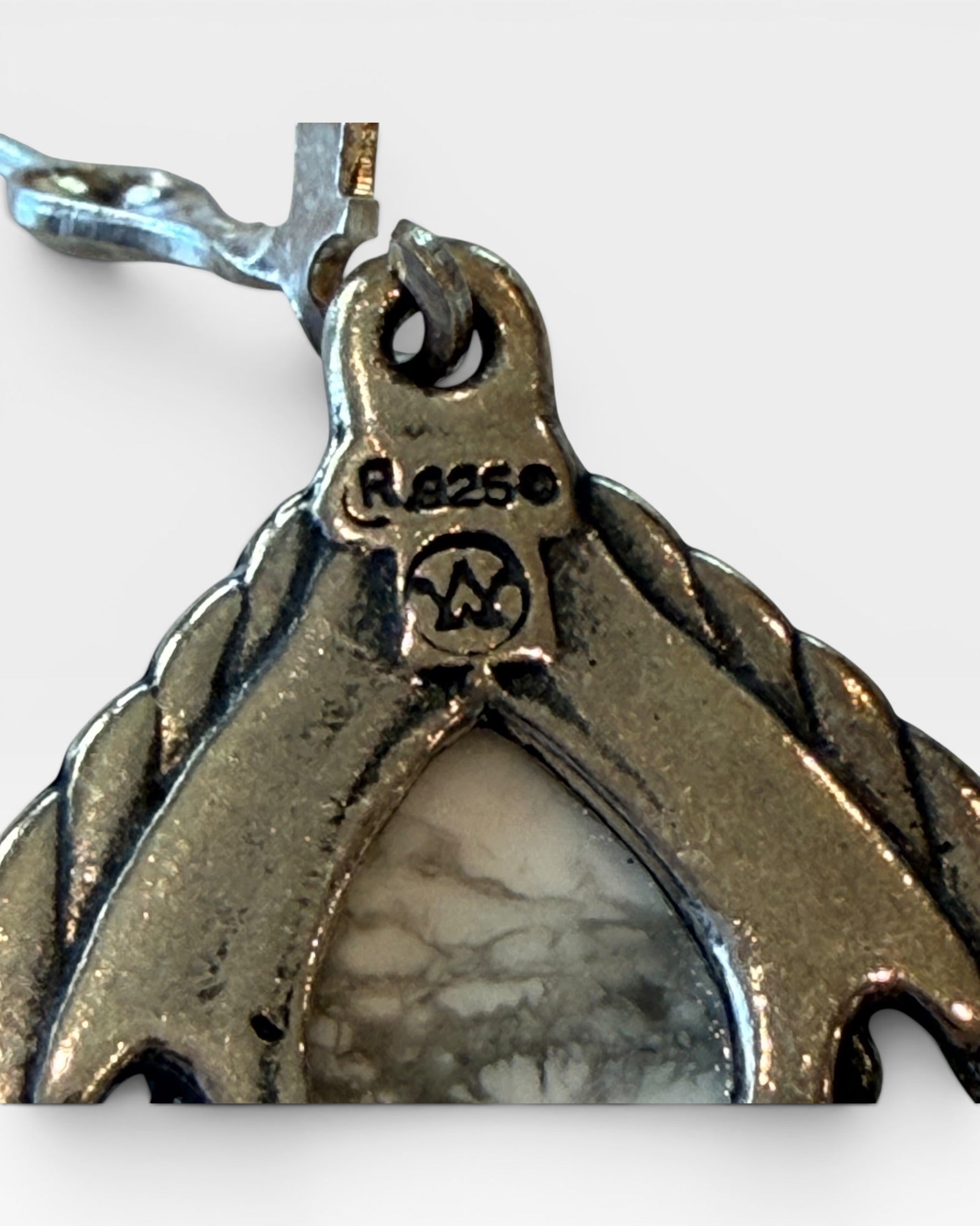 Carolyn Pollack Sterling Silver White Buffalo Teardrop Earrings - Estate Sale (Great Condition)