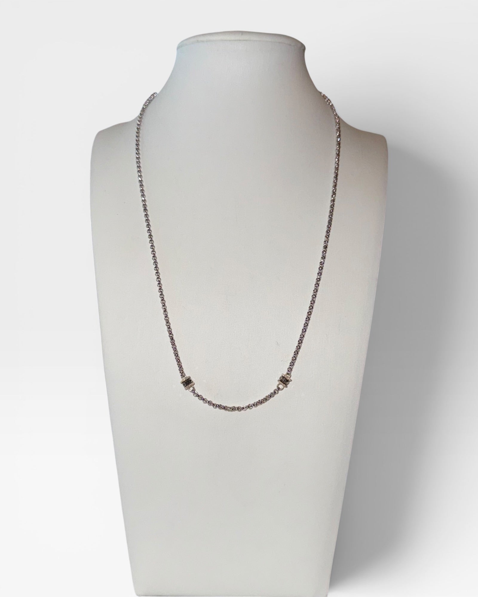 Judith Jack Sterling Silver cable Necklace with Marcasite Charms - Estate Sale (Great Condition)