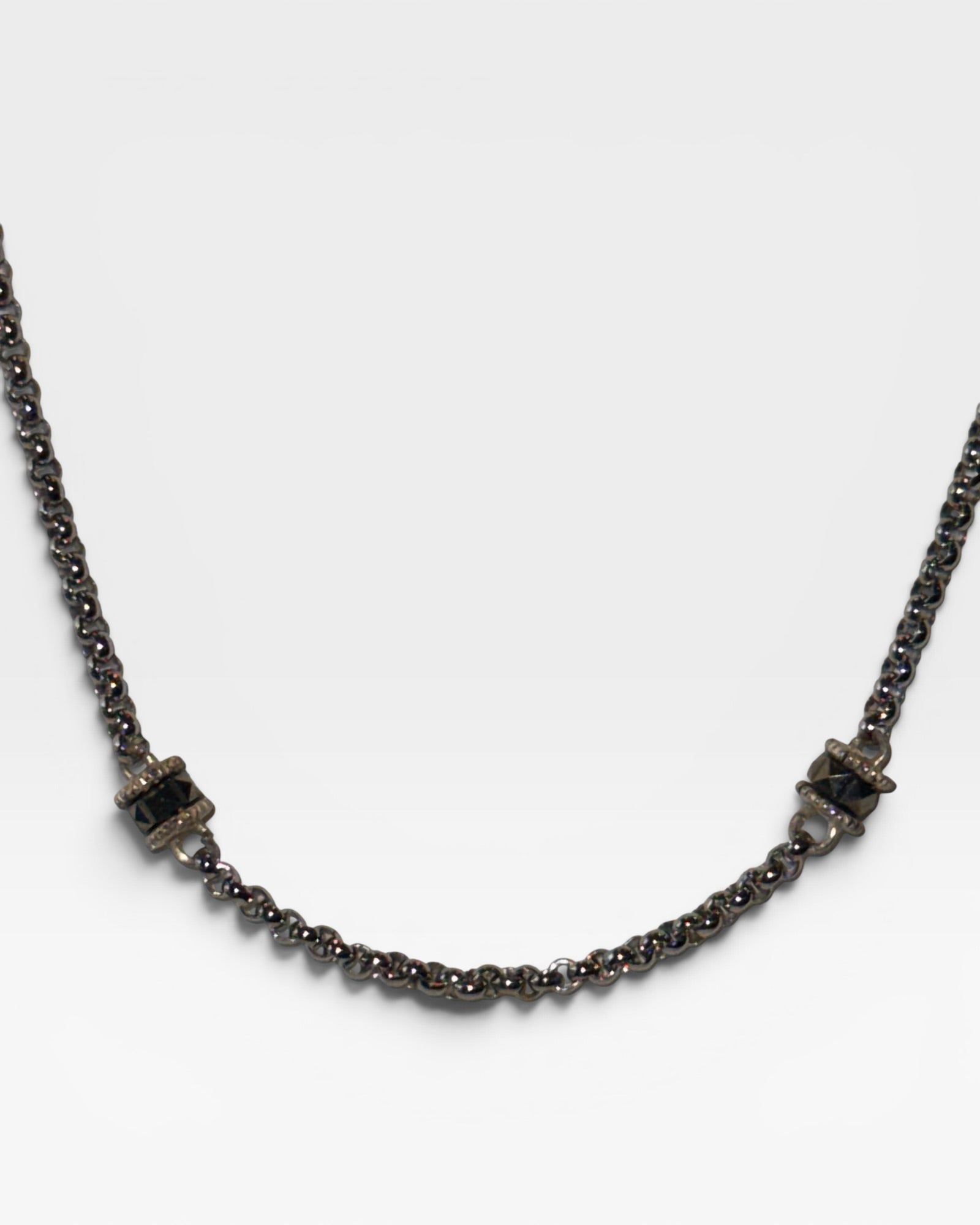 Judith Jack Sterling Silver cable Necklace with Marcasite Charms - Estate Sale (Great Condition)