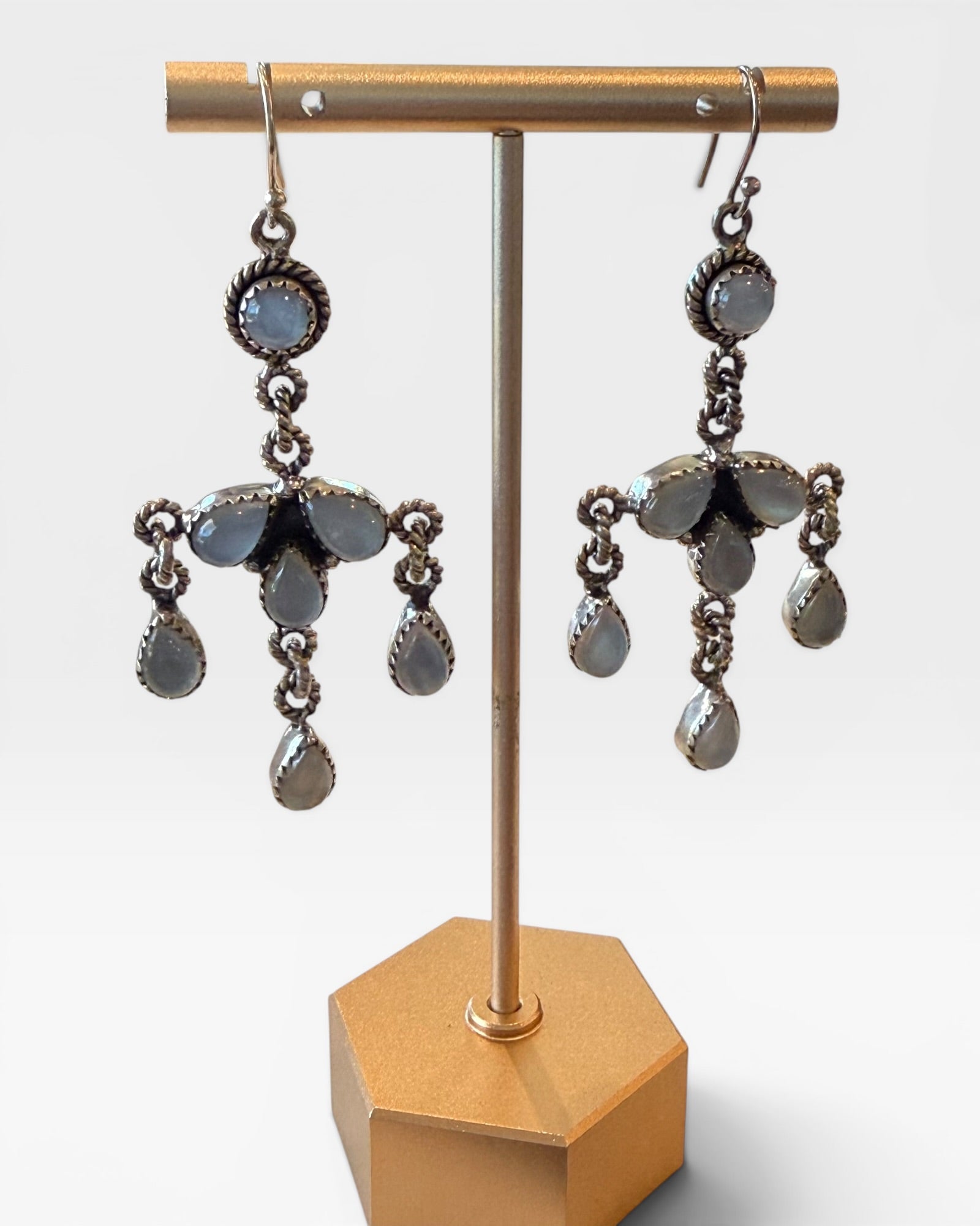 Mother of Pearl Sterling Silver Chandelier Earrings - Estate Sale (Great Condition)