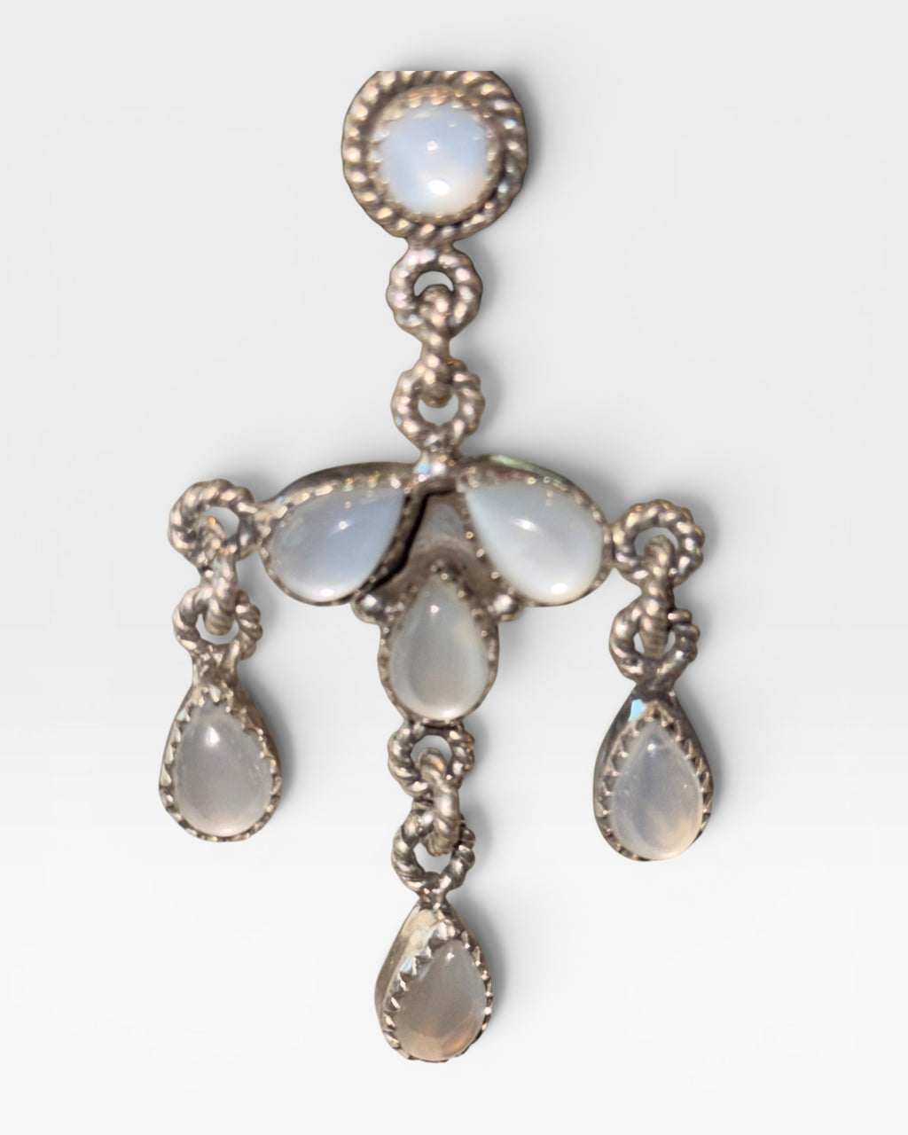 Mother of Pearl Sterling Silver Chandelier Earrings - Estate Sale (Great Condition)