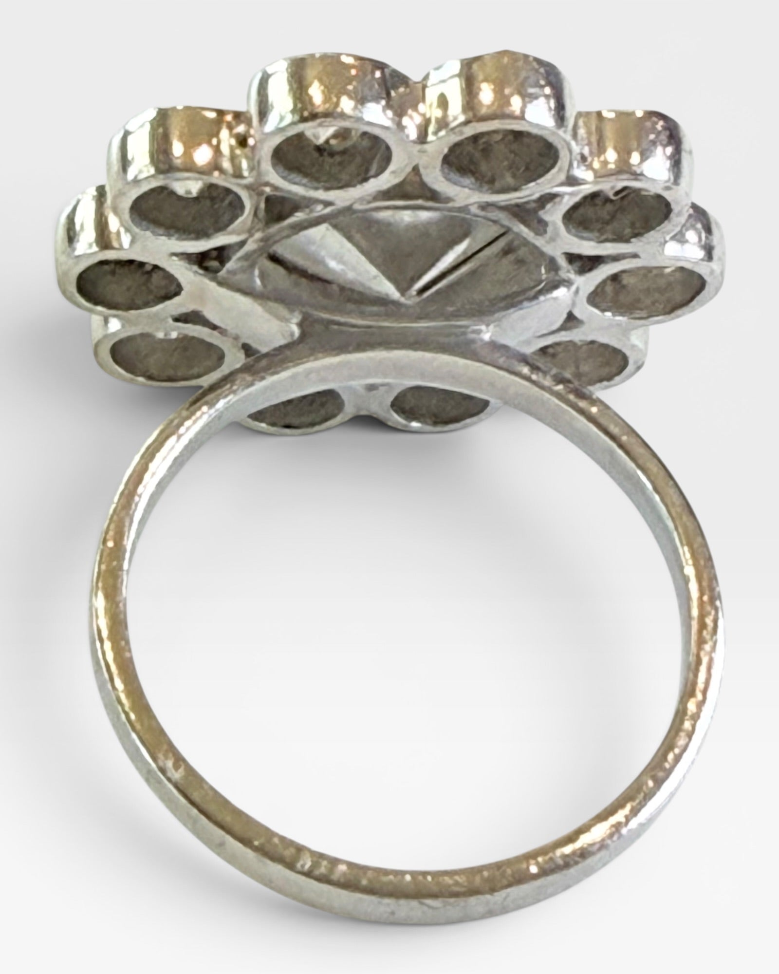 Sterling Silver Polki Diamond Gemstone Ring - Estate Sale (Great Condition)