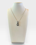 Sterling Silver Black & White Diamond Pendant Necklace - Estate Sale (Great Condition)