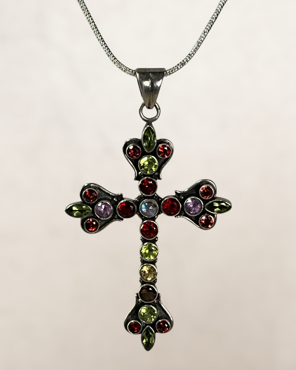 Nicky Butler Multi gemstone Cross Necklace