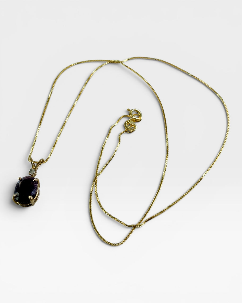 Diamond and Faceted Raw Ruby 14K Pendant Necklace on 18” gold over Sterling Chain - Estate Sale (Great Condition)