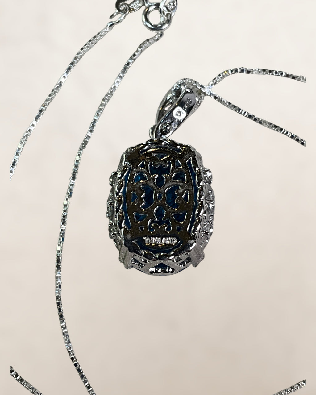 Sterling Silver Blue Topaz Pendant Necklace