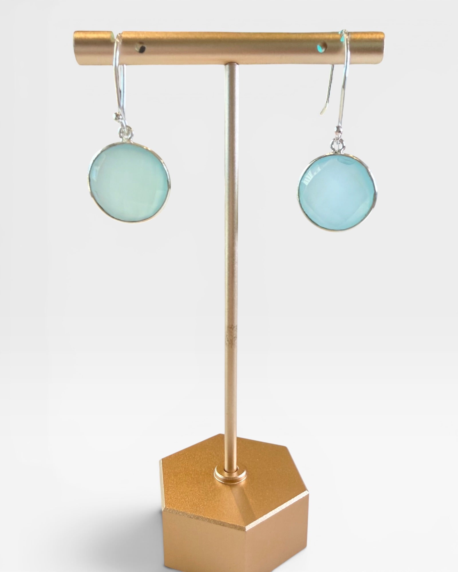 Sterling Silver Blue Chalcedony Dangle Earrings