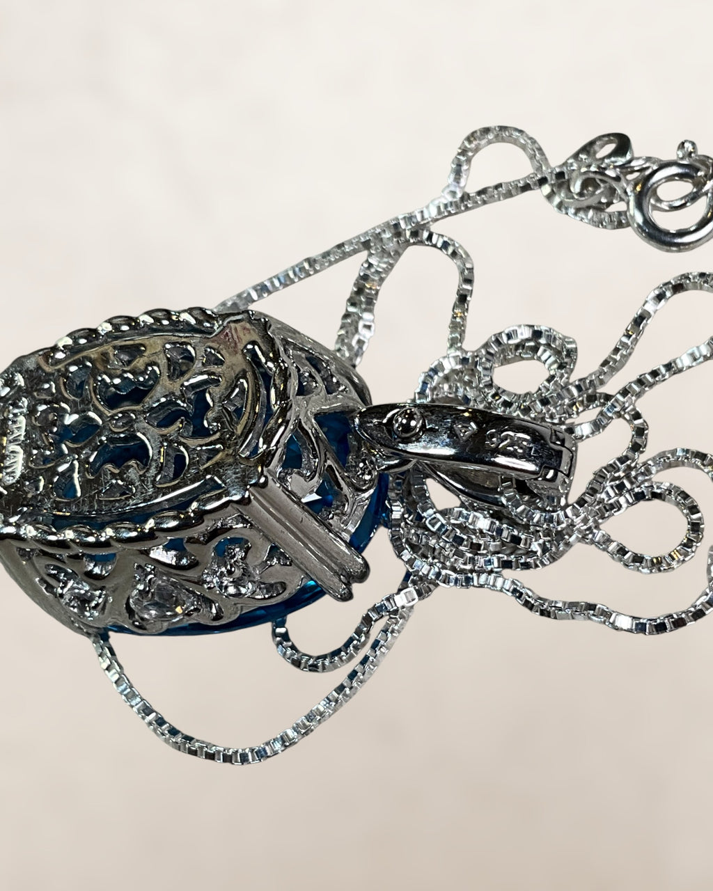 Sterling Silver Blue Topaz Pendant Necklace