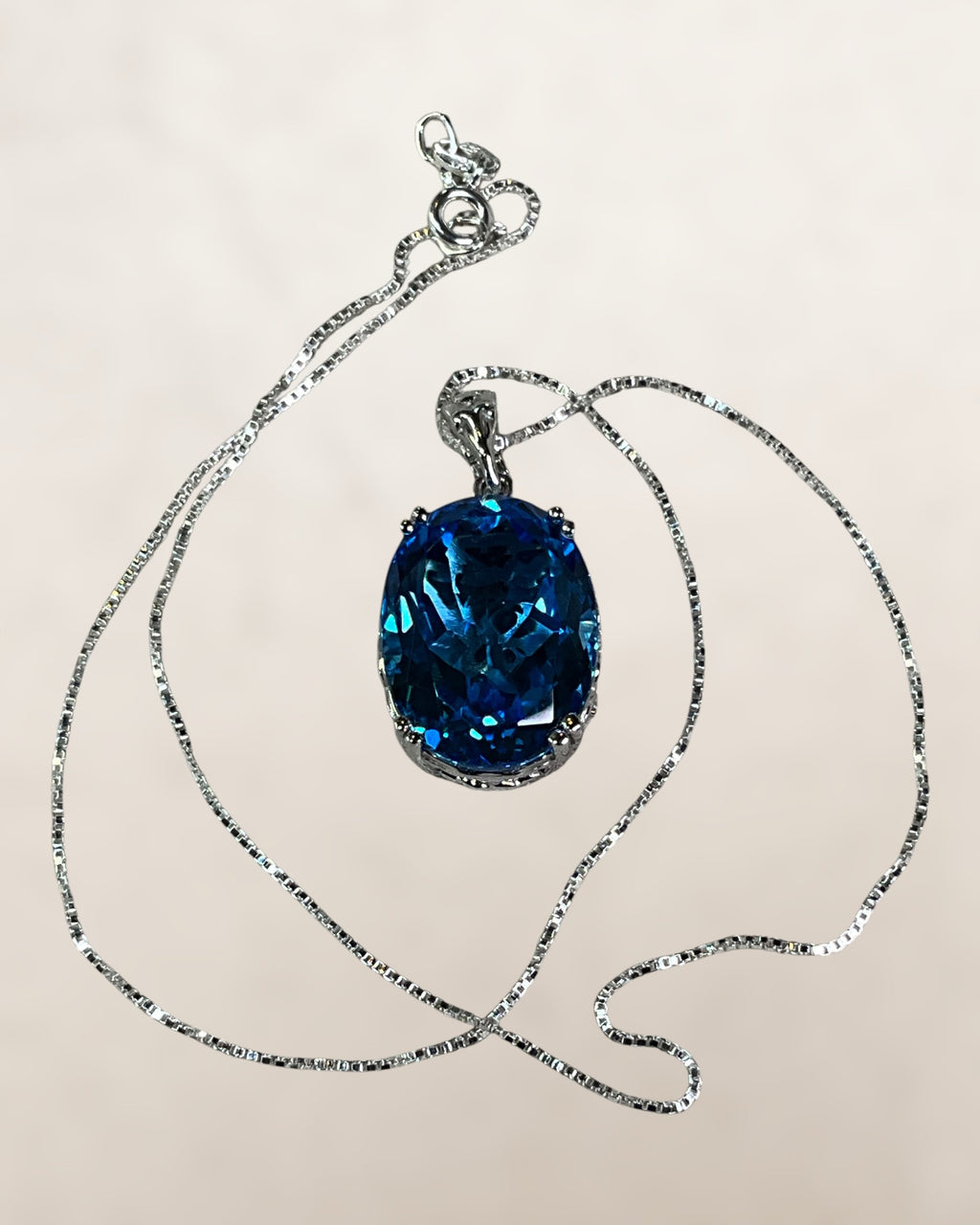 Sterling Silver Blue Topaz Pendant Necklace