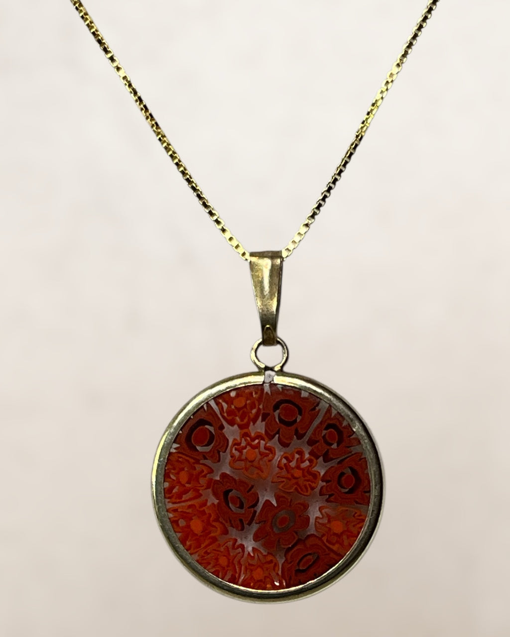 Sterling Silver Milifori Murano Glass Pendant Necklace