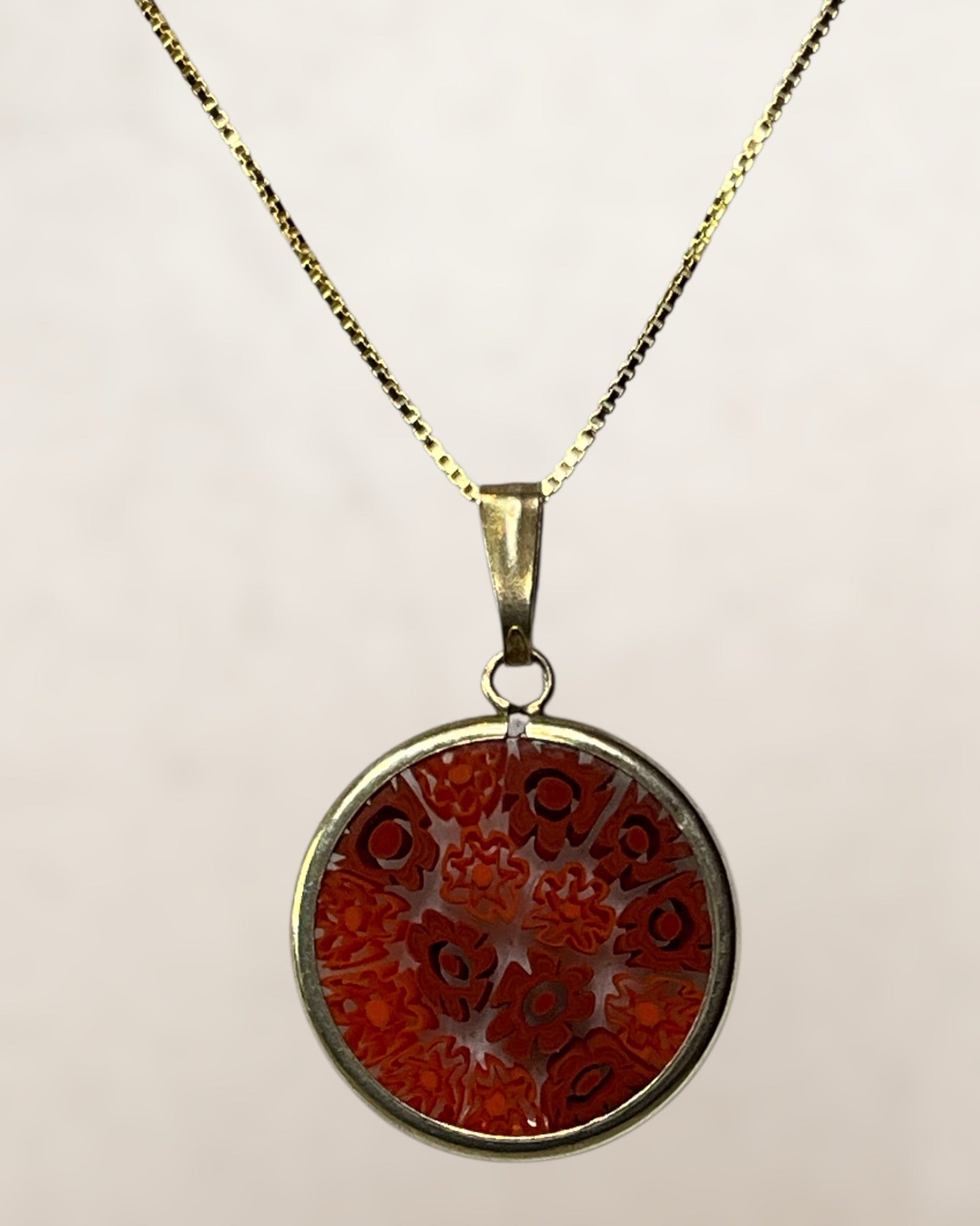 Sterling Silver Milifori Murano Glass Pendant Necklace