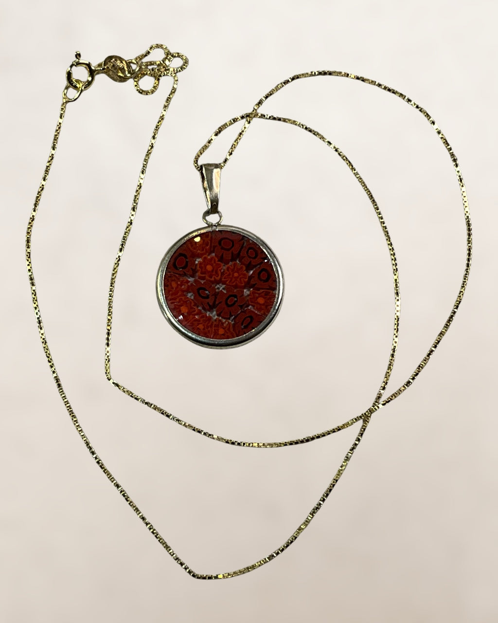 Sterling Silver Milifori Murano Glass Pendant Necklace
