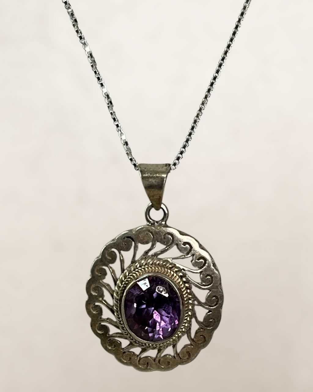 Sterling Silver Lab Grown Alexandrite Pendant Necklace