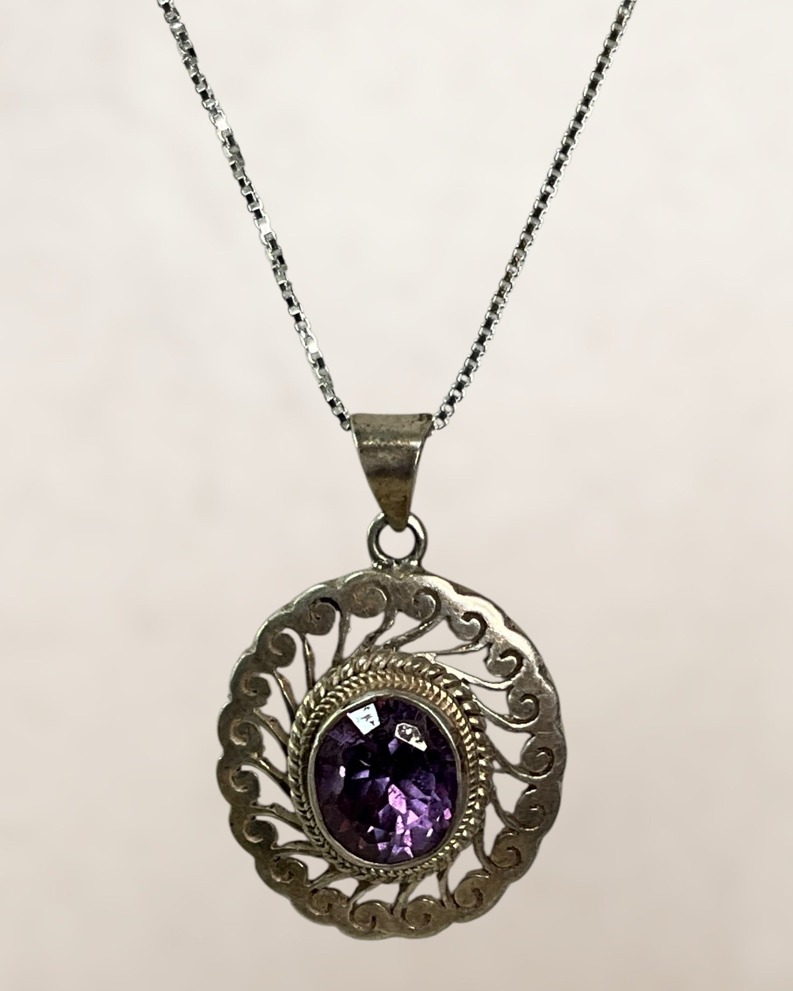 Sterling Silver Lab Grown Alexandrite Pendant Necklace