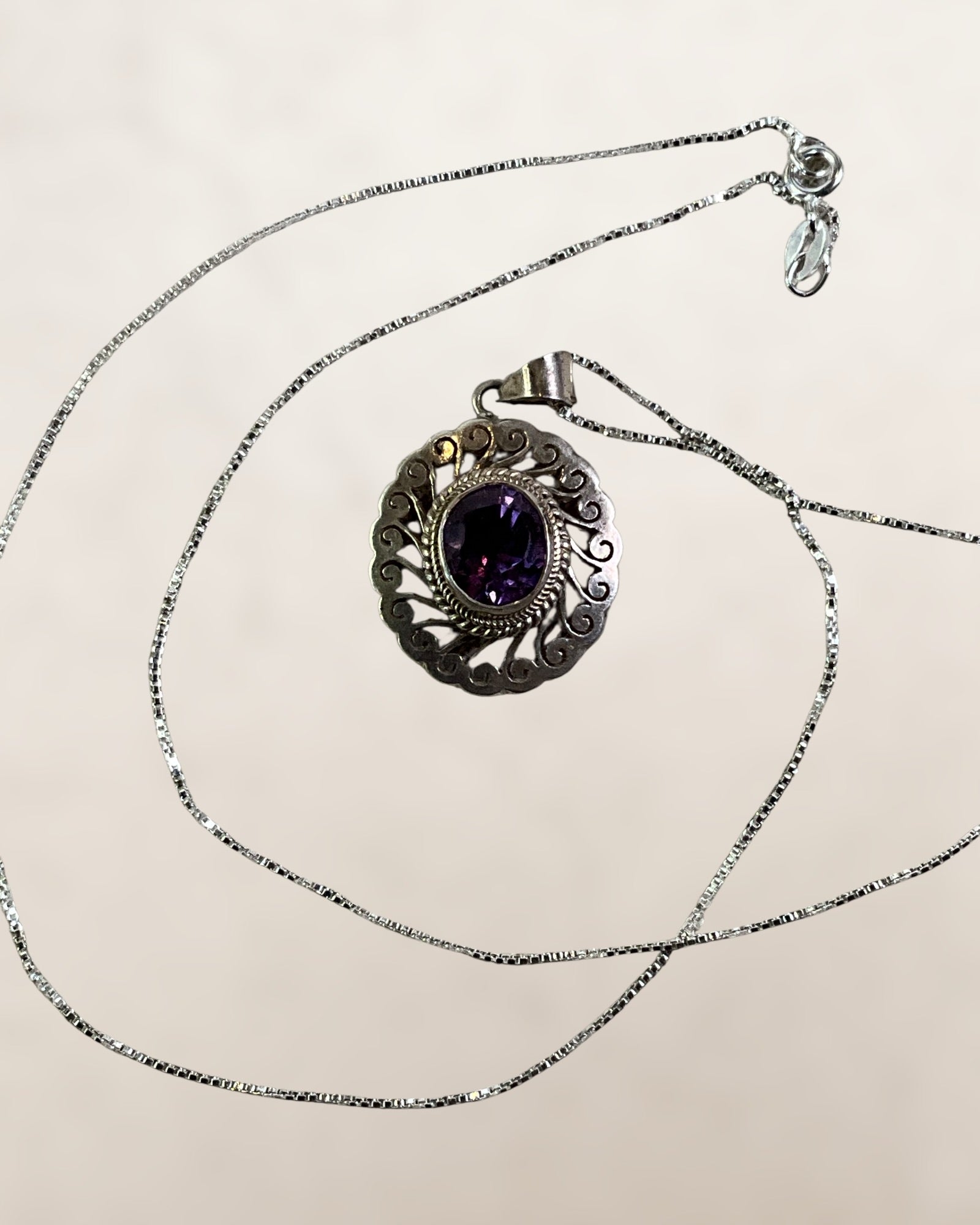 Sterling Silver Lab Grown Alexandrite Pendant Necklace