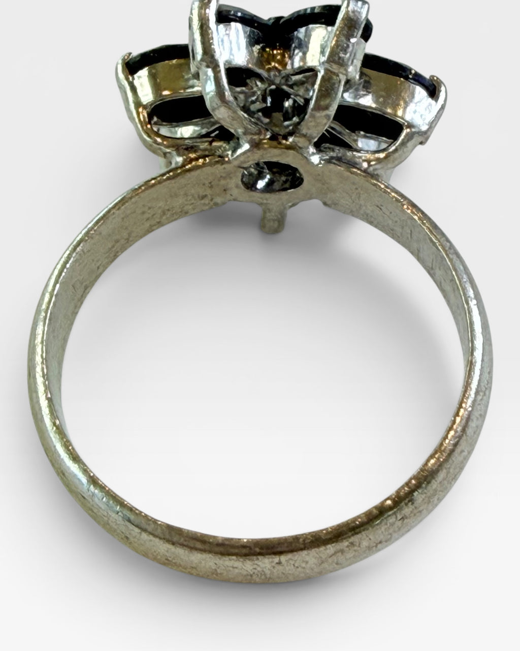Sterling Silver Natural Sapphire Flower Gemstone Ring