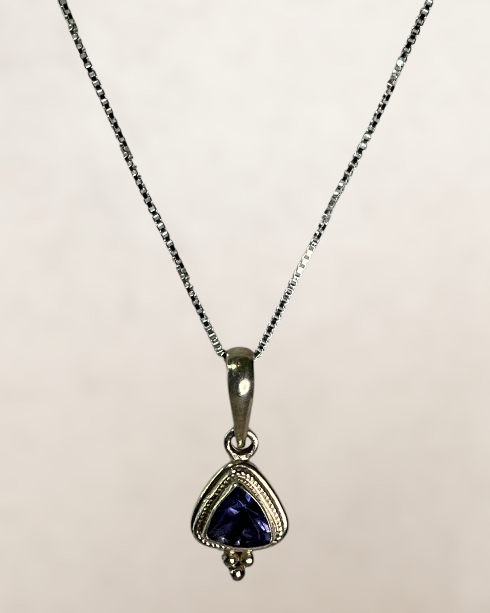 Sterling Silver Trillion Cut Tanzanite Pendant Necklace