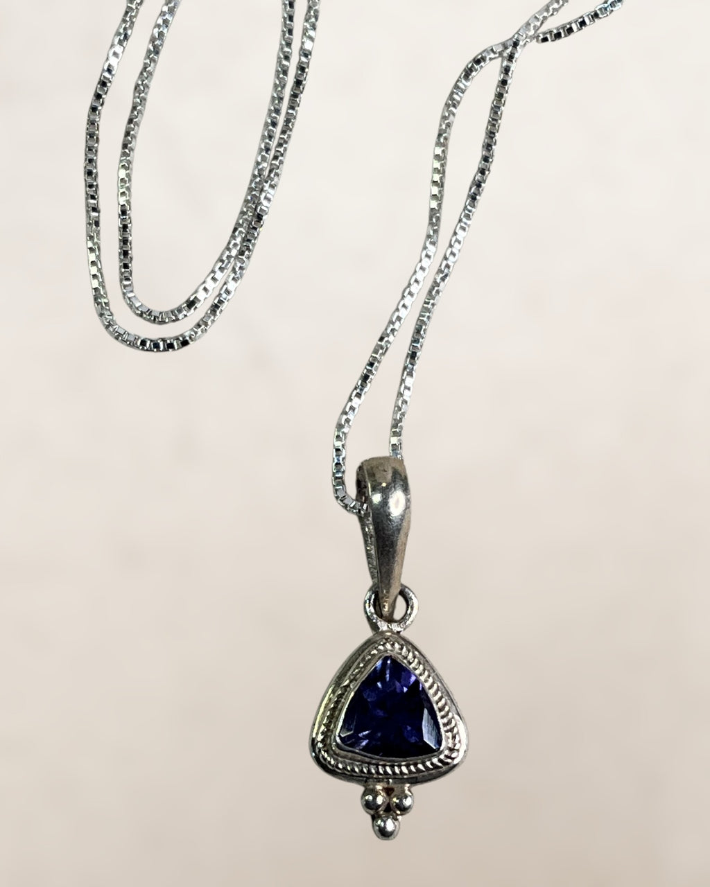 Sterling Silver Trillion Cut Tanzanite Pendant Necklace