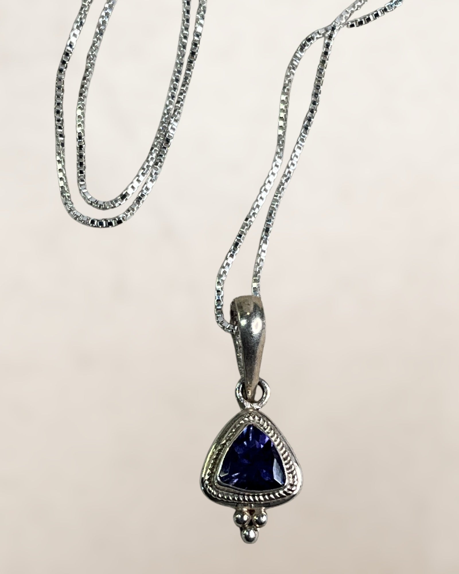 Sterling Silver Trillion Cut Tanzanite Pendant Necklace