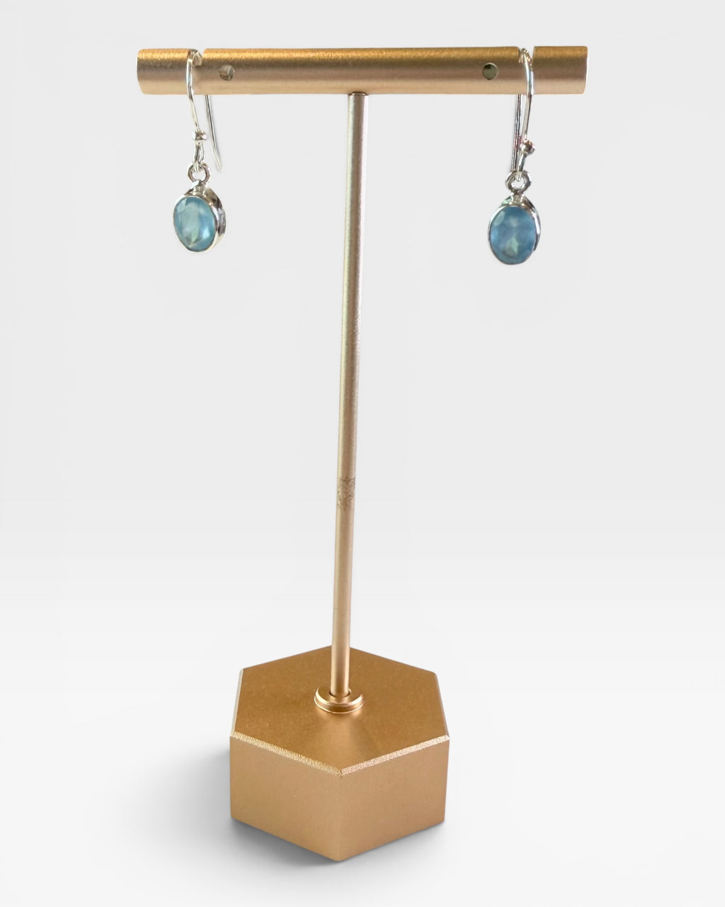 Sterling Silver Blue Calcedony Dangle Earrings
