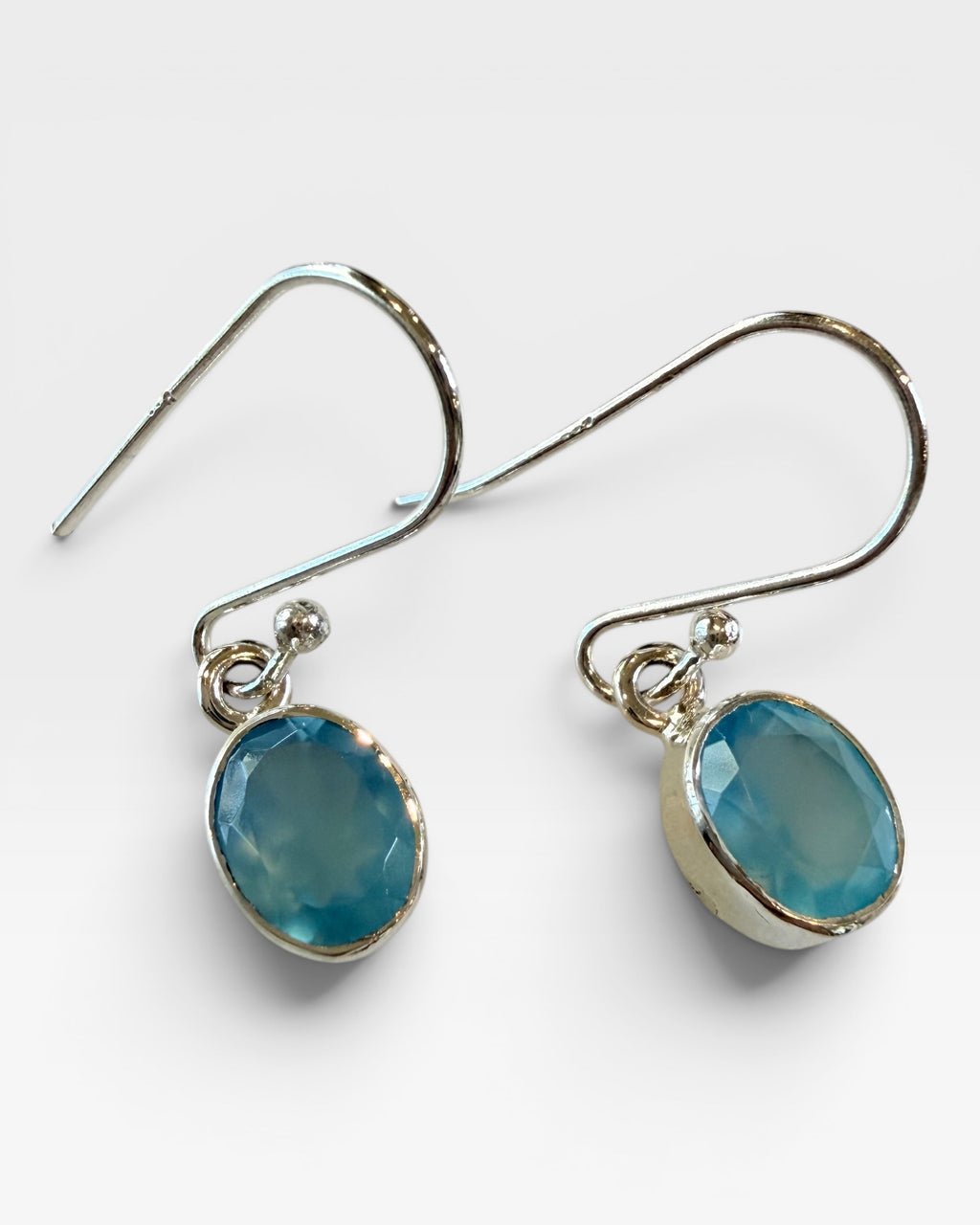 Sterling Silver Blue Calcedony Dangle Earrings