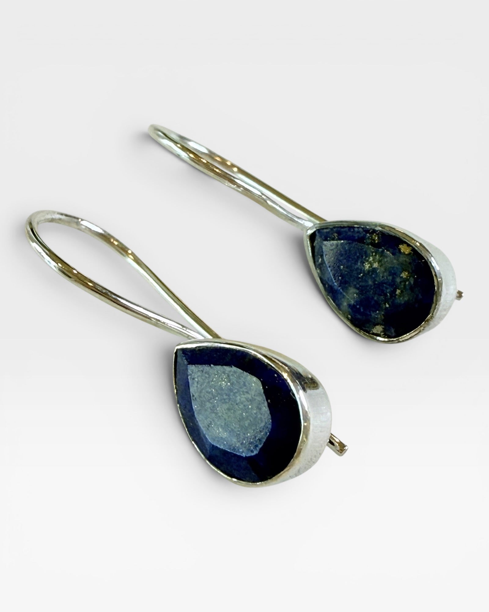 Sterling Silver Faceted Lapis Dangle Earrings