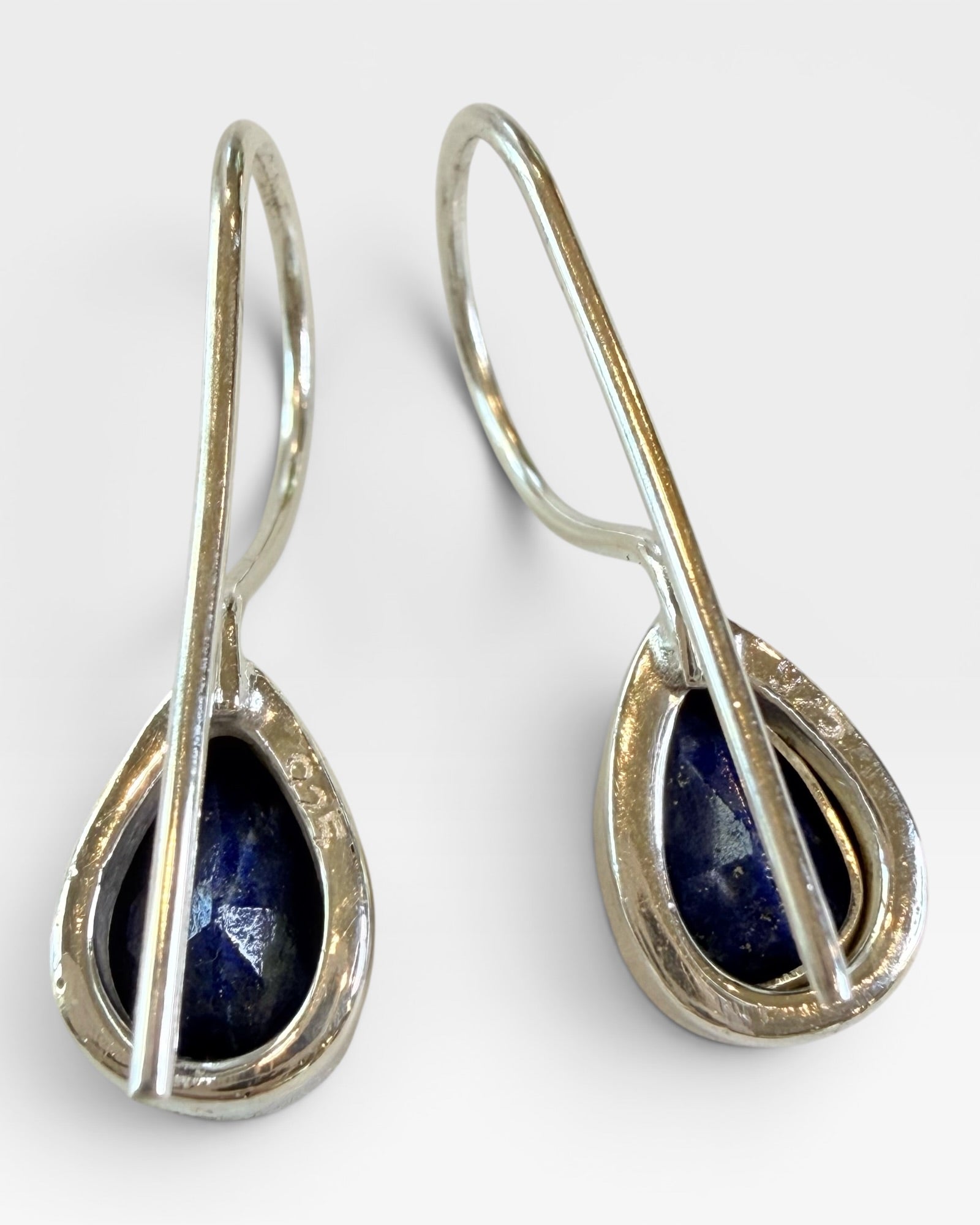 Sterling Silver Faceted Lapis Dangle Earrings
