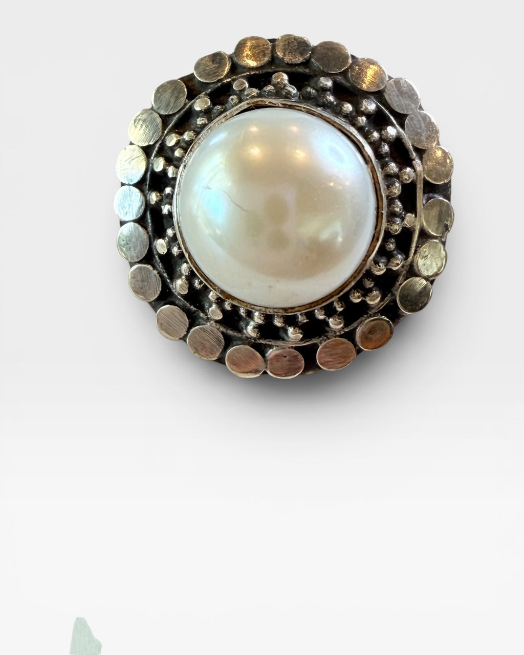 Sterling Silver Bali Handmade Adjustable Pearl Ring