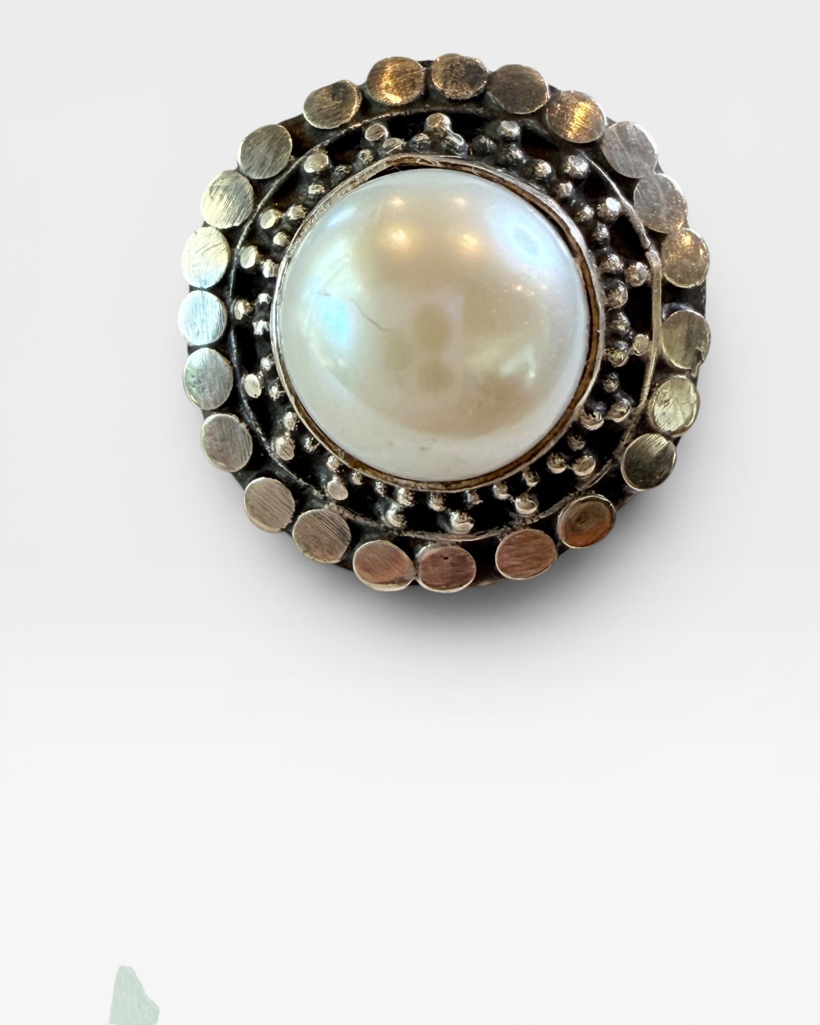 Sterling Silver Bali Handmade Adjustable Pearl Ring