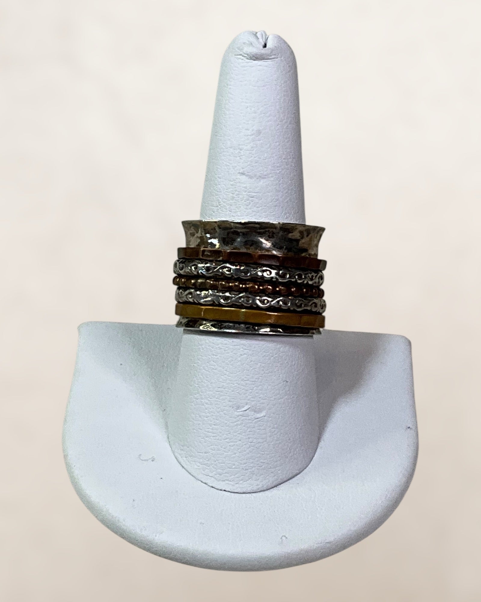 Sterling Silver, Brass & Copper Spinner Ring - Pre-Loved