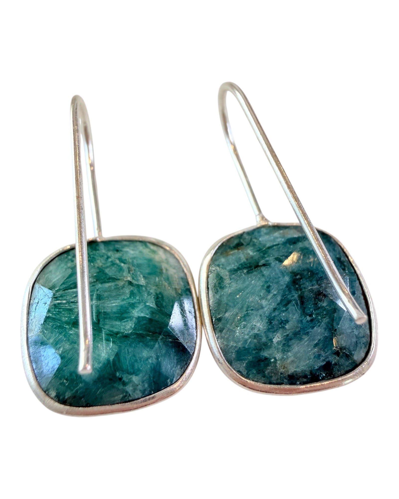 Sterling Silver Emerald Dangle Earrings